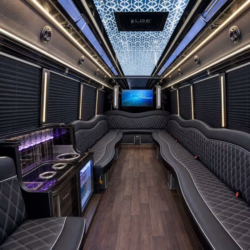 15 Passenger Party Bus Interior