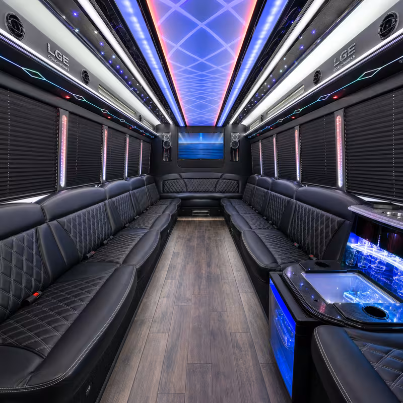15 Passenger Party Bus Interior