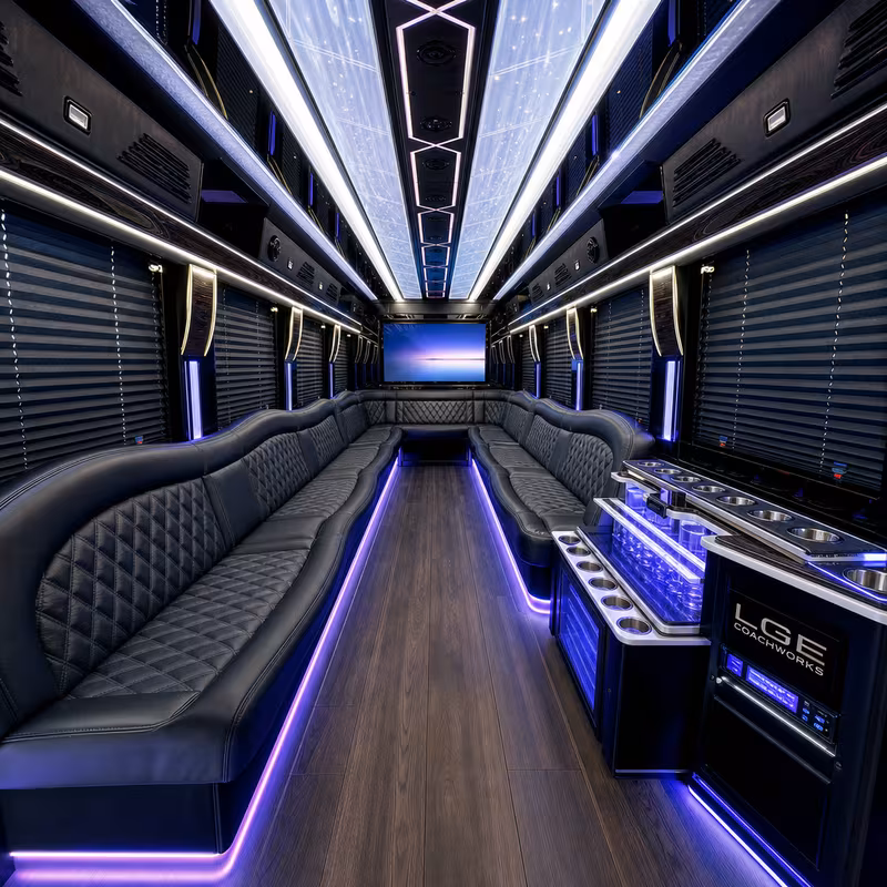 18 Passenger Party Bus Interior