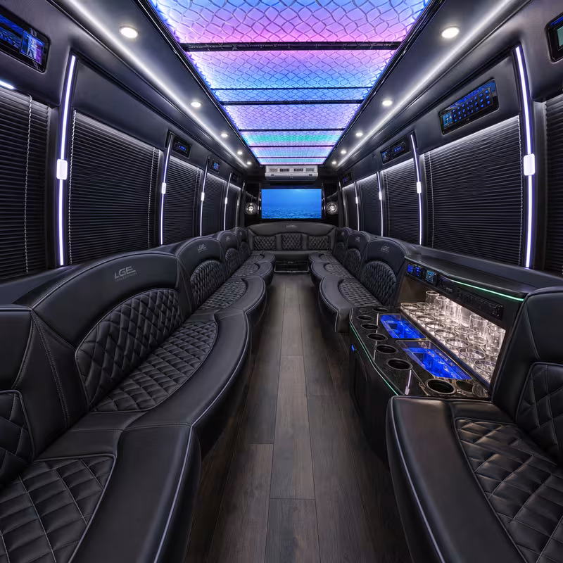 18 Passenger Party Bus Interior