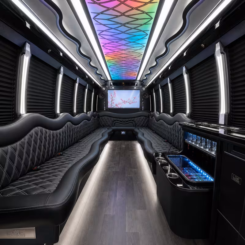 20 Passenger Party Bus Interior