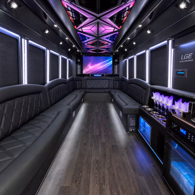 25 Passenger Party Bus Interior