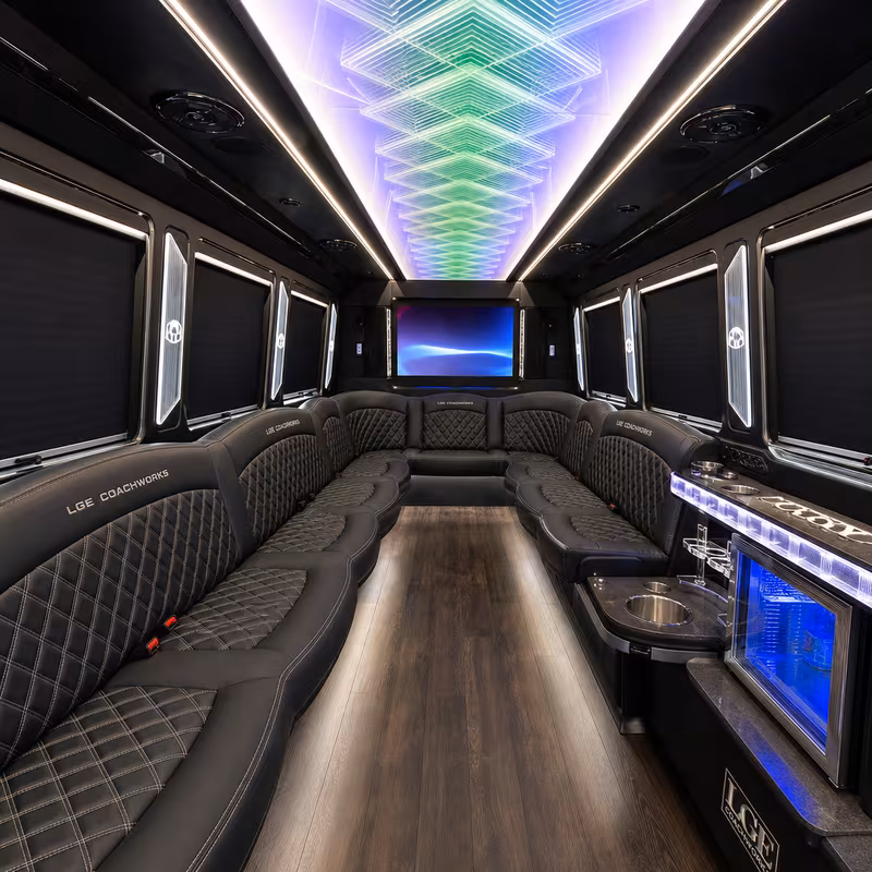 28 Passenger Party Bus Interior