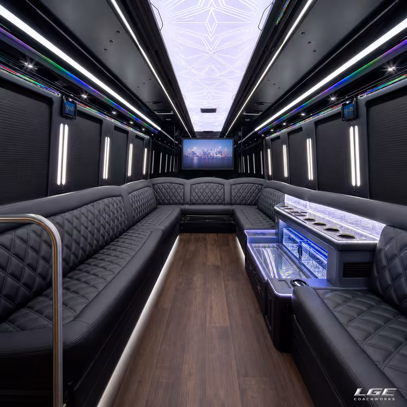 28 Passenger Party Bus Interior