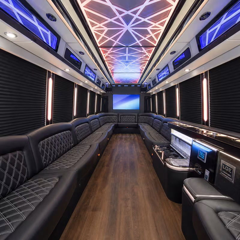 50 Passenger Party Bus Interior