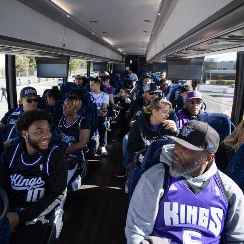 Passenger seating aboard a Stockton party bus rental