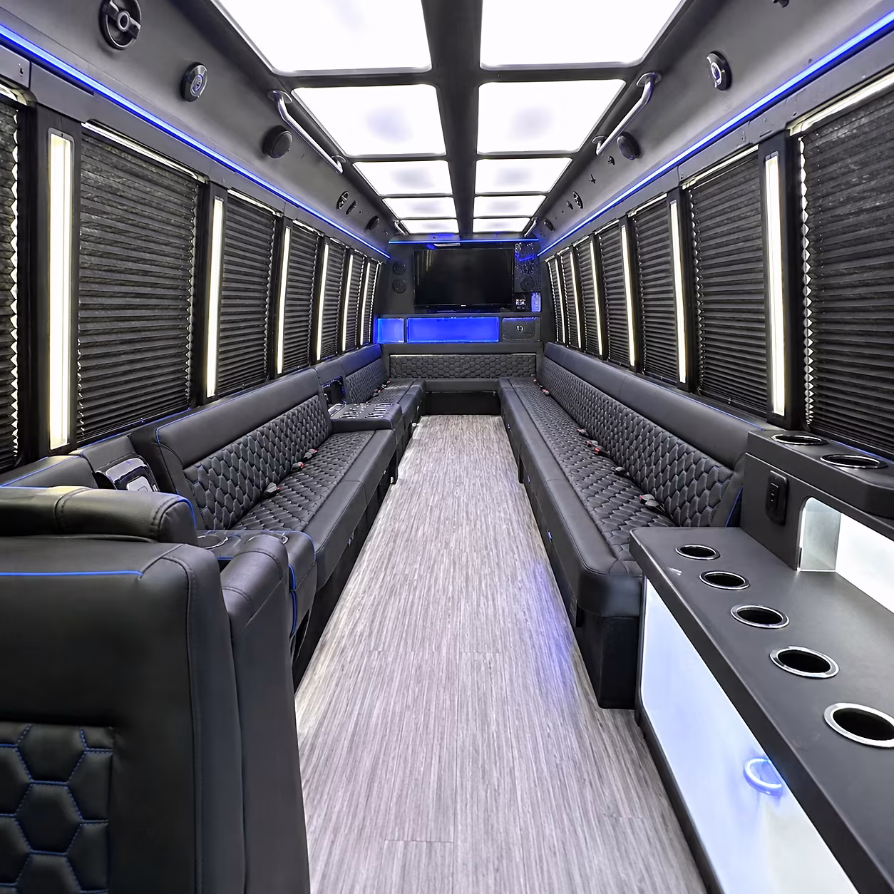 Stockton Birthday, Sweet 16, & Quinceañera Transportation party bus interior