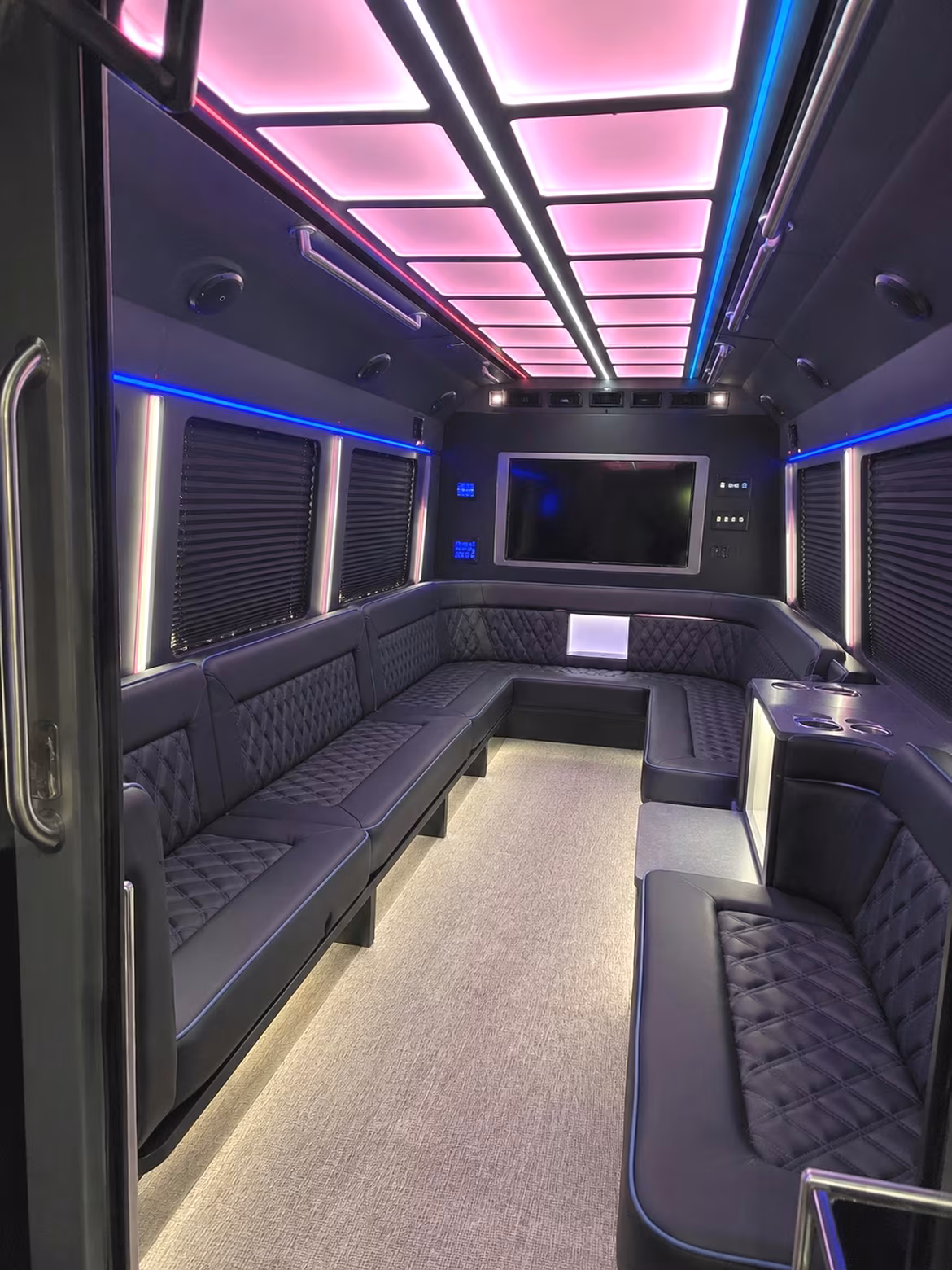 Stockton Private Event Transportation party bus interior