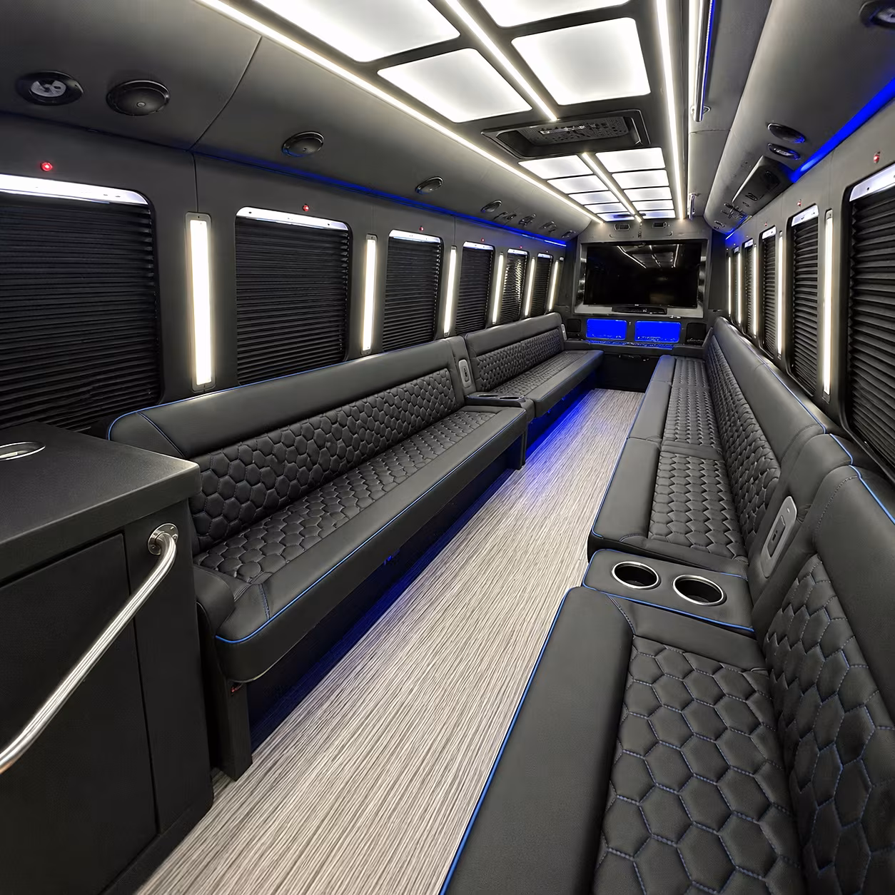 Stockton Sporting Event Transportation party bus interior