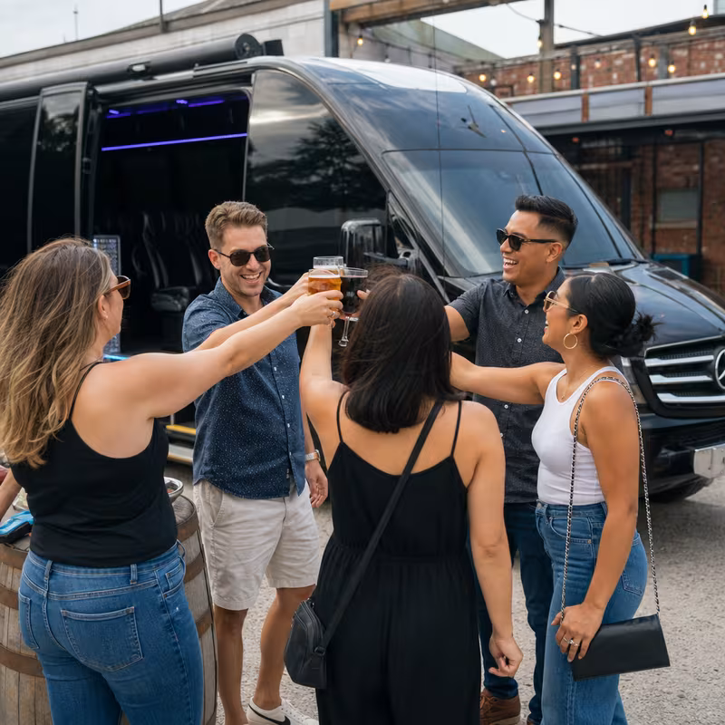 Passengers loading luggage while boarding an Stockton group shuttle